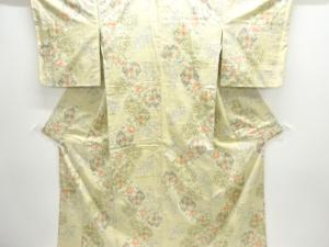 未使用品　雪輪に唐花模様織出し手織り紬着物